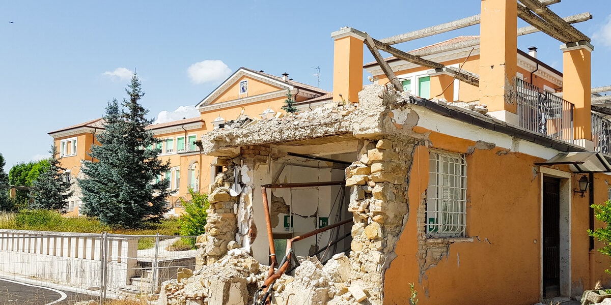 The village of Amatrice and the damage caused by the earthquake. Apennines, Lazio, Italy