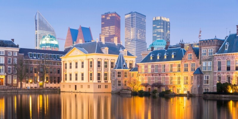 parliament buildings in The Hague, Netherlands, one of the easiest countries to get a work visa