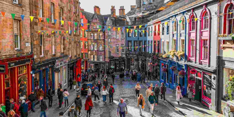 an aerial view of Edinburgh during the Fringe Festival