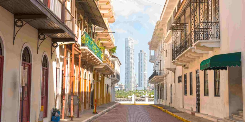 an empty street in Panama City in Panama, one of the cheapest countries to live in